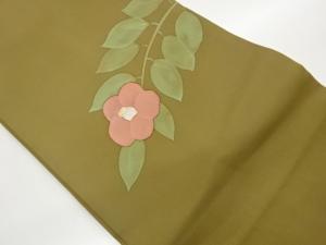 塩瀬金彩手描き椿模様名古屋帯